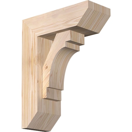 Ekena Millwork Merced Slat Smooth Bracket w/ Offset Brace, Douglas Fir, 5 1/2"W x 14"D x 18"H BKT0604X14X18MRC06SDF